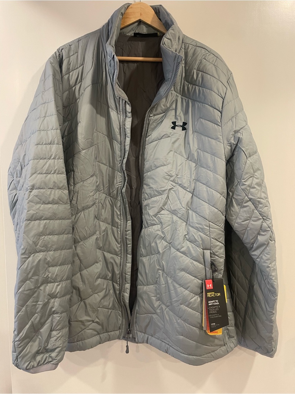 NWT Under Armour Light Gray Quilted Puffer Jacket size XL